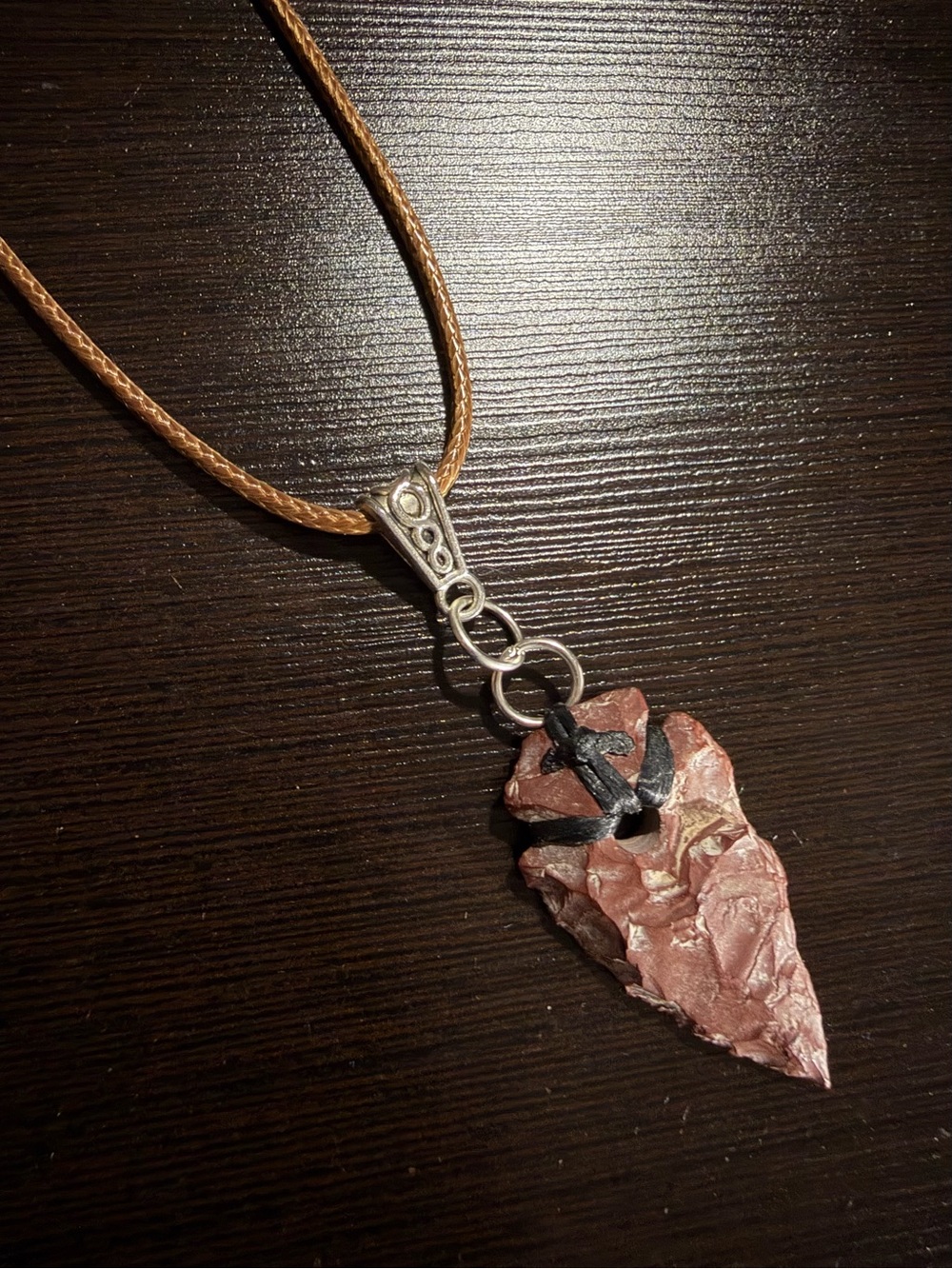 Handcrafted Brown Stone Arrowhead Pendant Necklace
